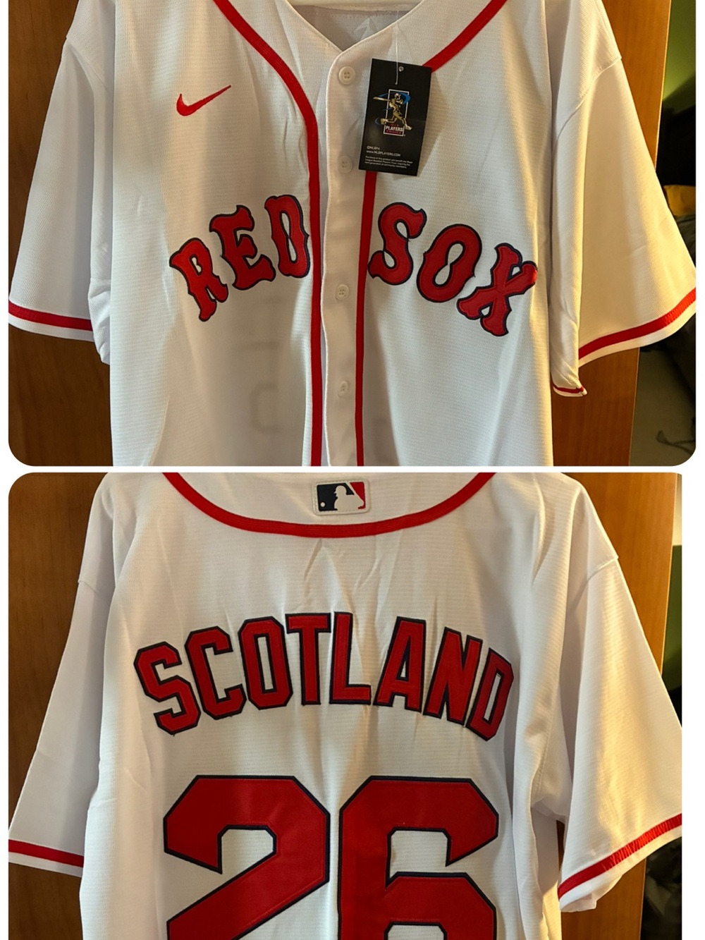 Nike XL Home Boston Red Sox SCOTLAND 26 Jersey Tartan Army
